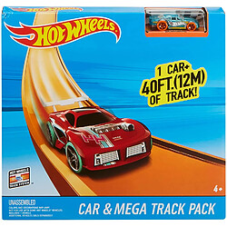 Hot Wheels Véhicule et Méga Piste, fourni avec une petite voiture de course, jouet pour enfant, FTL69