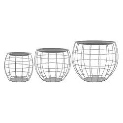 ML DESIGN MODERN LIVING Set de 3 tables d'appoint Gris en métal ML-Design