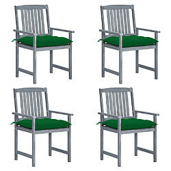 vidaXL Chaises de jardin et coussins lot de 4 Gris Bois acacia massif