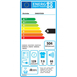 Sèche-linge à condensation 60cm 7kg b blanc - EW6C4753CB - ELECTROLUX pas cher