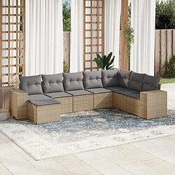 vidaXL Salon de jardin avec coussins 8 pcs beige résine tressée