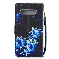 Wewoo étuis en cuir Coque Housse Etui à rabat horizontal à motif de fleurs bleues pour Galaxy S10, avec porte-cartes et