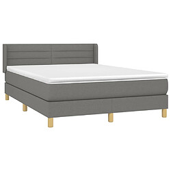 Avis Maison Chic Lit Adulte - Lit simple Lit à sommier tapissier avec matelas moelleux - Meuble de Chambre - Gris foncé 140x190cm Tissu -MN50606