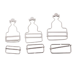 Lot de 6 attaches salines clips / bretelles pour bretelles 3.2cm argent