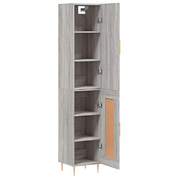 Avis vidaXL Buffet haut Sonoma gris 34,5x34x180 cm Bois d'ingénierie