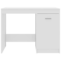 Helloshop26 Bureau table poste de travail meuble d'ordinateur informatique étude brillant 100 x 50 x 76 cm bois d’ingénierie blanc 02_0023535