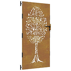 vidaXL Portail de jardin 85x175 cm acier corten conception de l'arbre