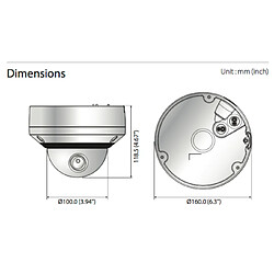 Caméra Dôme IP plafond 2Mp Samsung compatible NVR Réseau PoE IP66 / IK10 SNV-6085RP