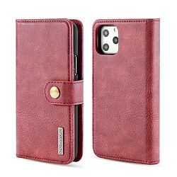 Wewoo Coque Etui en cuir magnétique amovible avec support et fentes pour cartes et portefeuille iPhone 11 Pro Rouge