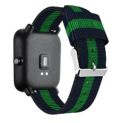 Bracelet en nylon Toile verticale 20mm bleu/vert pour votre Xiaomi Huami Amazfit GTS