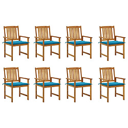 vidaXL Chaises de jardin avec coussins lot de 8 Bois d'acacia solide