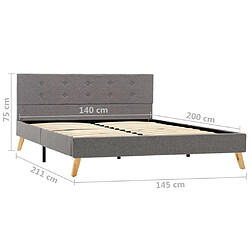 vidaXL Cadre de lit sans matelas gris clair tissu 140x200 cm pas cher