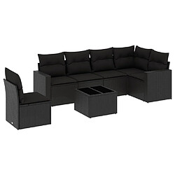 Maison Chic Salon de jardin 7 pcs avec coussins | Ensemble de Table et chaises | Mobilier d'Extérieur noir résine tressée -GKD50336