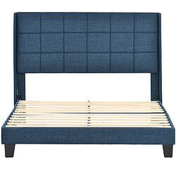 Acheter KOMHTOM Lit double 140x200 cm avec matelas souple, tête de lit Confortable, revêtement en Tissu capitonné Bleu