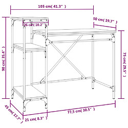 vidaXL Bureau avec étagères sonoma 105x50x90 cm bois d'ingénierie/fer pas cher