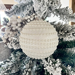 Mobili Rebecca Ensemble De 4 Boules De Noël Pour Sapin Blanches En Plastique Avec Perles