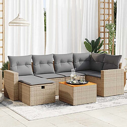 vidaXL Salon de jardin avec coussins 7 pcs beige résine tressée