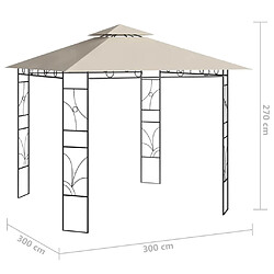 Acheter vidaXL Belvédère 3x3x2,7 m Crème 160 g/m²