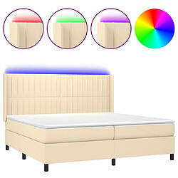 vidaXL Sommier à lattes de lit matelas et LED Crème 200x200 cm Tissu