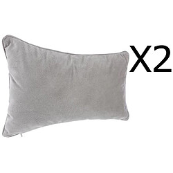 Pegane Lot de 2 coussins rectangulaires 100% polyester coloris gris clair - Dim : L.50 x l.30 cm