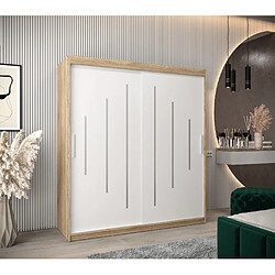 Abiks Meble Armoire YORK À Portes Coulissantes 200/180/62 2 Portes (Sonoma/Blanc)