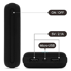 Powerbank 10000mAh Chargeur Externe 2x Ports USB + Port Micro USB Akashi Noir pas cher