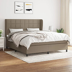 Maison Chic Lit adulte- Lit + matelas,Sommier à lattes de lit avec matelas Taupe 180x200 cm Tissu -GKD89082