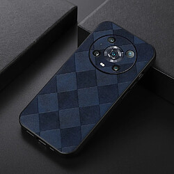 Coque en TPU + PU texture la grille bleu pour votre Honor Magic4 Pro