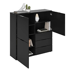 Avis FMD Commode avec 3 portes et 3 tiroirs Noir