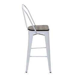 Acheter Mendler Tabouret HWC-A73, avec siège en bois et dossier, métal, style industriel ~ blanc