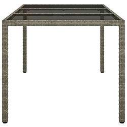 Avis vidaXL Table de jardin 150x90x75 cm Verre trempé et poly rotin Gris