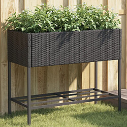 vidaXL Jardinière avec étagère noir résine tressée