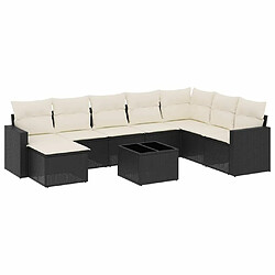 Maison Chic Salon de jardin 9 pcs avec coussins | Ensemble de Table et chaises | Mobilier d'Extérieur noir résine tressée -GKD56460