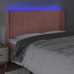 Avis vidaXL Tête de lit à LED Rose 163x16x118/128 cm Velours