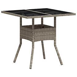 Maison Chic Table de jardin | Table d'extérieur avec dessus en verre gris clair résine tressée -GKD43468