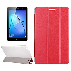 Wewoo Housse Étui rouge pour Huawei MediaPad T3 8 pouces Silk Texture horizontale Flip en cuir avec 3-pliage titulaire