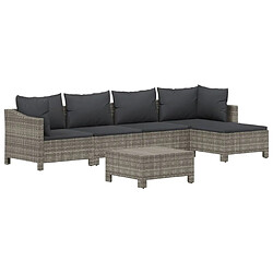 Avis Maison Chic Salon de jardin 6 pcs + coussins - Mobilier/Meubles de jardin - Table et chaises d'extérieur Gris Résine tressée -MN76731