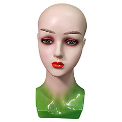 Tête De Mannequin Visage Féminin Support Chauve Pour Le Style De Perruques Ou Le Chapeau D'affichage Vert