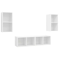 vidaXL Meubles TV muraux 4 pcs Blanc Bois d'ingénierie