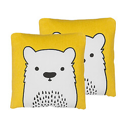 Beliani Lot de 2 coussins WARANASI Bouclé 45 x 45 cm Animal Jaune