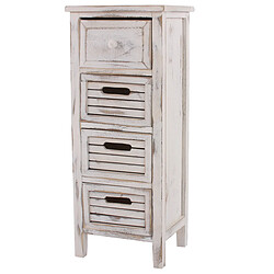 Mendler Commode / table d'appoint / armoire, 4 tiroirs, 30x25x74cm, shabby, vintage ~ blanc