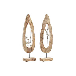 Figurine Décorative DKD Home Decor 18 x 9 x 62 cm Naturel Argenté Marron (2 Unités)