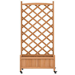 Acheter Maison Chic Jardinière,Bac à fleurs avec treillis - pot de fleur et roues marron bois massif de sapin -GKD70753