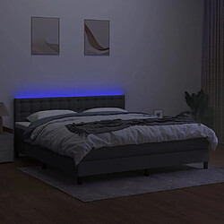 Avis vidaXL Sommier à lattes de lit matelas LED Gris foncé 160x200 cm Tissu