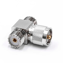 vhbw Adaptateur coaxial en T 2x prises PL258 (femelle) vers 1x fiche PL259 (mâle) - adaptateur coax pour radios, émetteur radios, appareils WLAN