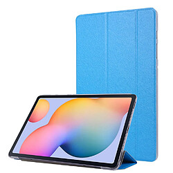 Etui en PU texture soie, antichoc avec support bleu clair pour votre Samsung Galaxy Tab S8