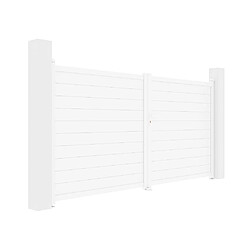 Acheter Vente-Unique Portail électrique battant aluminium plein L355 x H181 cm blanc - NAZARIO