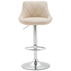 Acheter Decoshop26 Tabouret de bar chaise haute x 1 avec coutures décoratives assise en PVC crème pieds métal 10_0005081