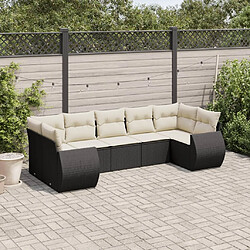 Maison Chic Salon de jardin 7 pcs avec coussins | Ensemble de Table et chaises | Mobilier d'Extérieur noir résine tressée -GKD47248