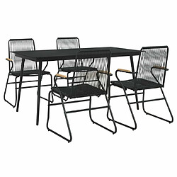 Avis Maison Chic Mobilier à dîner 5 pcs de jardin - Ensemble table et chaises d'extérieur - Salon/Mobilier de jardin classique Noir Rotin PVC -MN35272